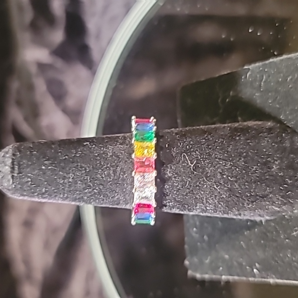 0516. Multicolor Lab Gemstones in 925 Sterling Silver Sparkly 💫Ring💜❤️💚💙🩵 - Picture 8 of 13
